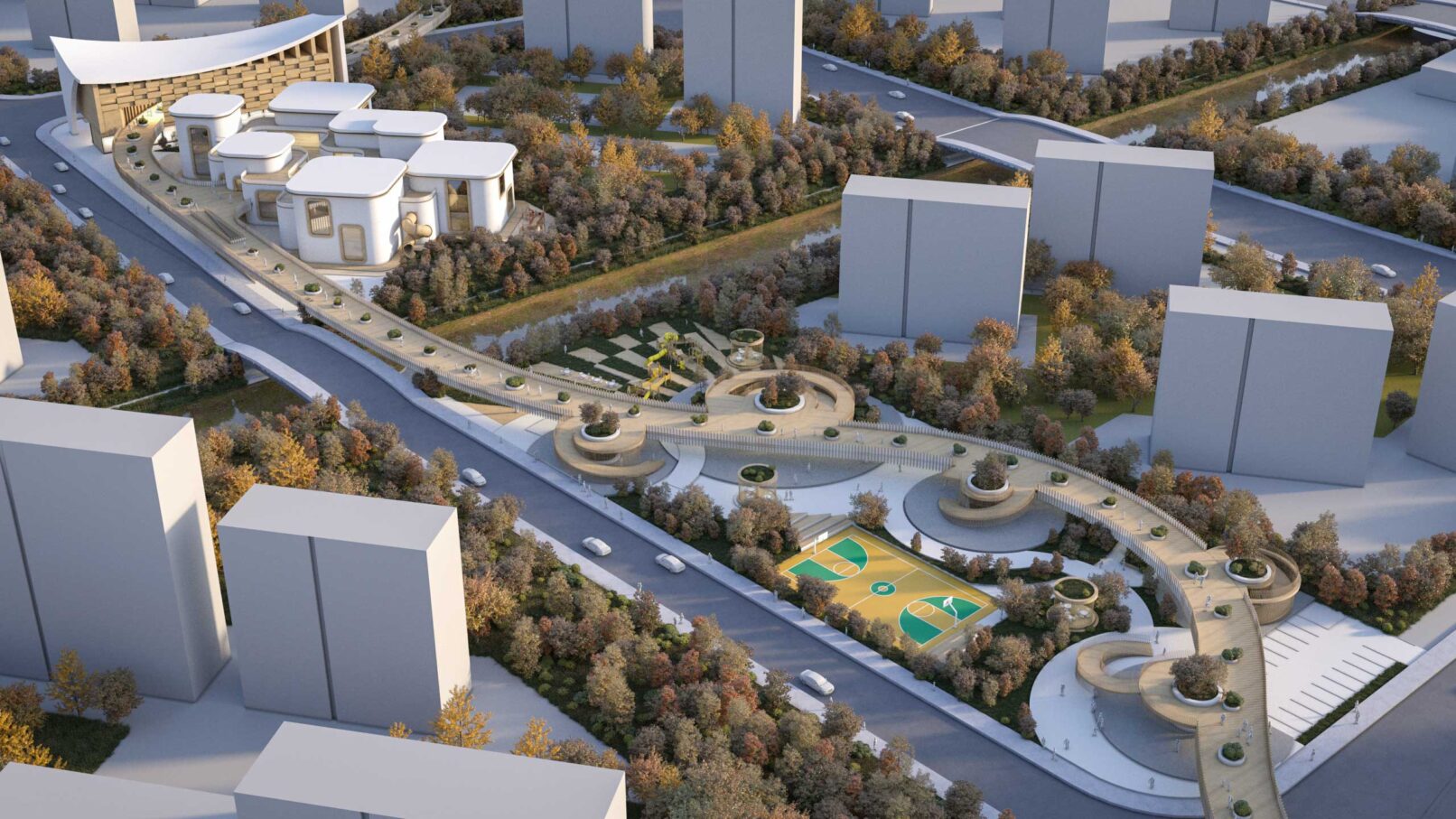 COMMUNITY CENTER, KINDERGARTEN AND LANDSCAPE